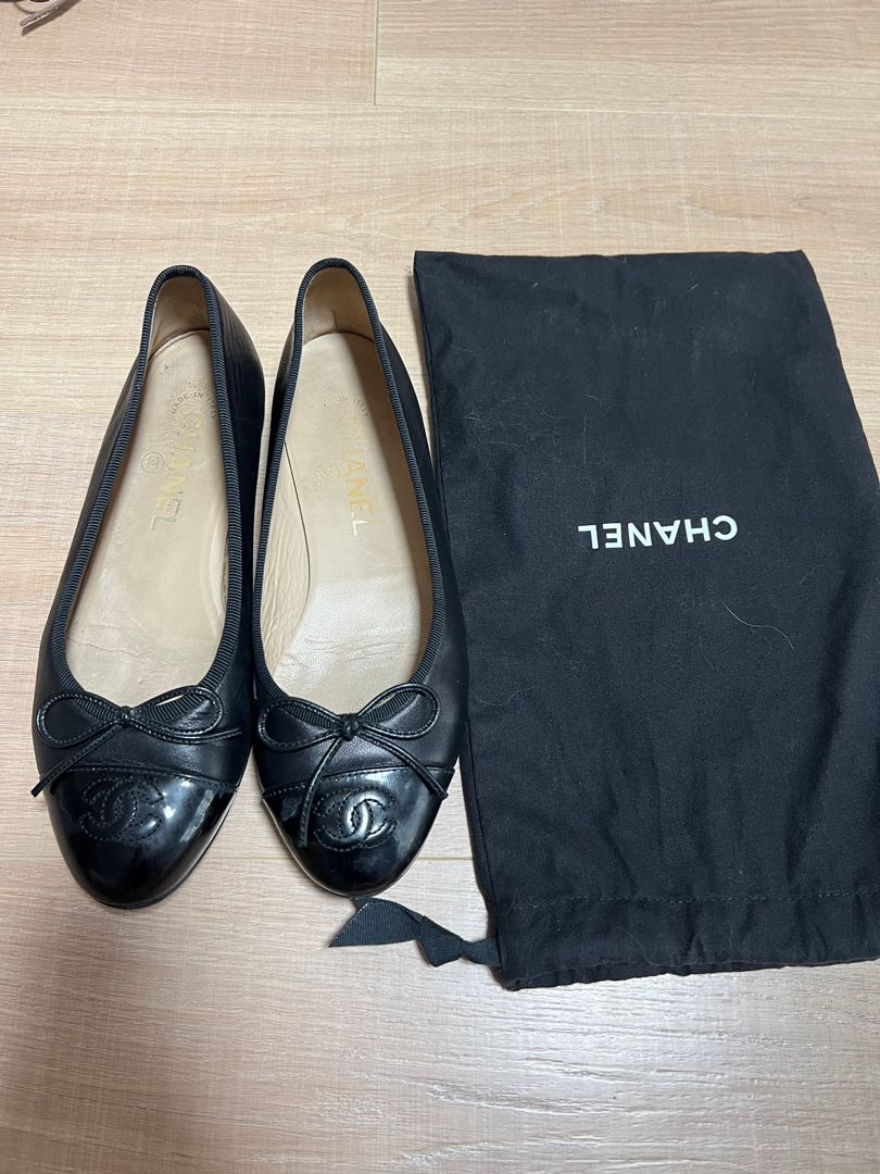 Chanel Brown Black Leather Ballerinas Ballet Flats ($1150 on my Vestiaire),  Luxury, Sneakers & Footwear on Carousell