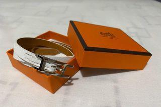 Authentic Hermes White Epsom Leather Hapi 3 Bracelet