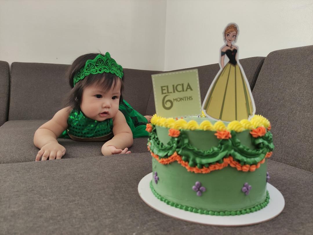 Baby Girl Frozen Costume Princess Anna Green Dress Headband Set Crown Birthday Monthly Photoshoot