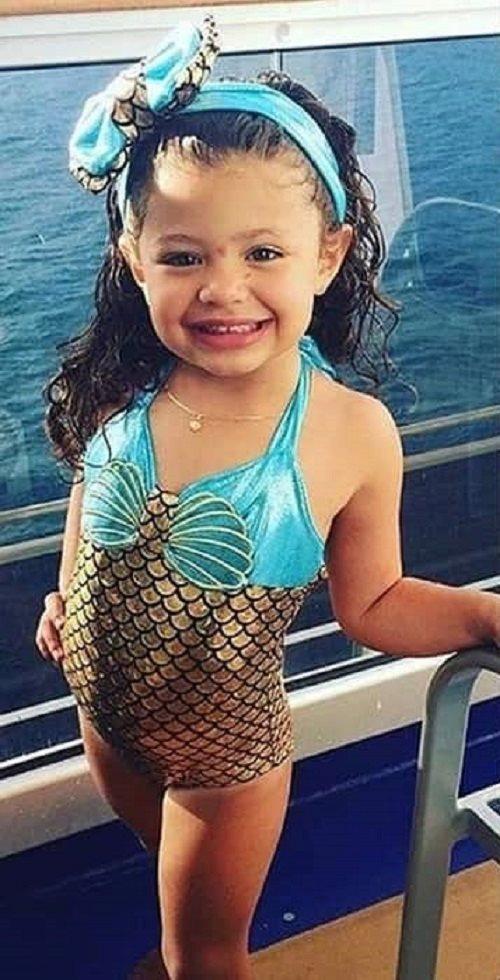 Baby Swimsuit Set Swimwear 2 pc Headband Mermaid Style Infant Kids Girls Swim Suit Green Gold