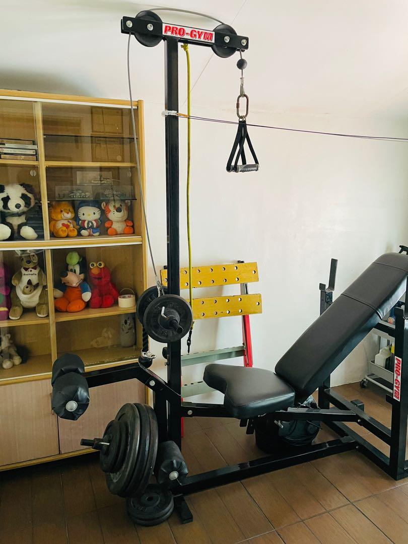 bench + cable + leg extension home gym, Sports Equipment, Exercise & Fitness, Weights