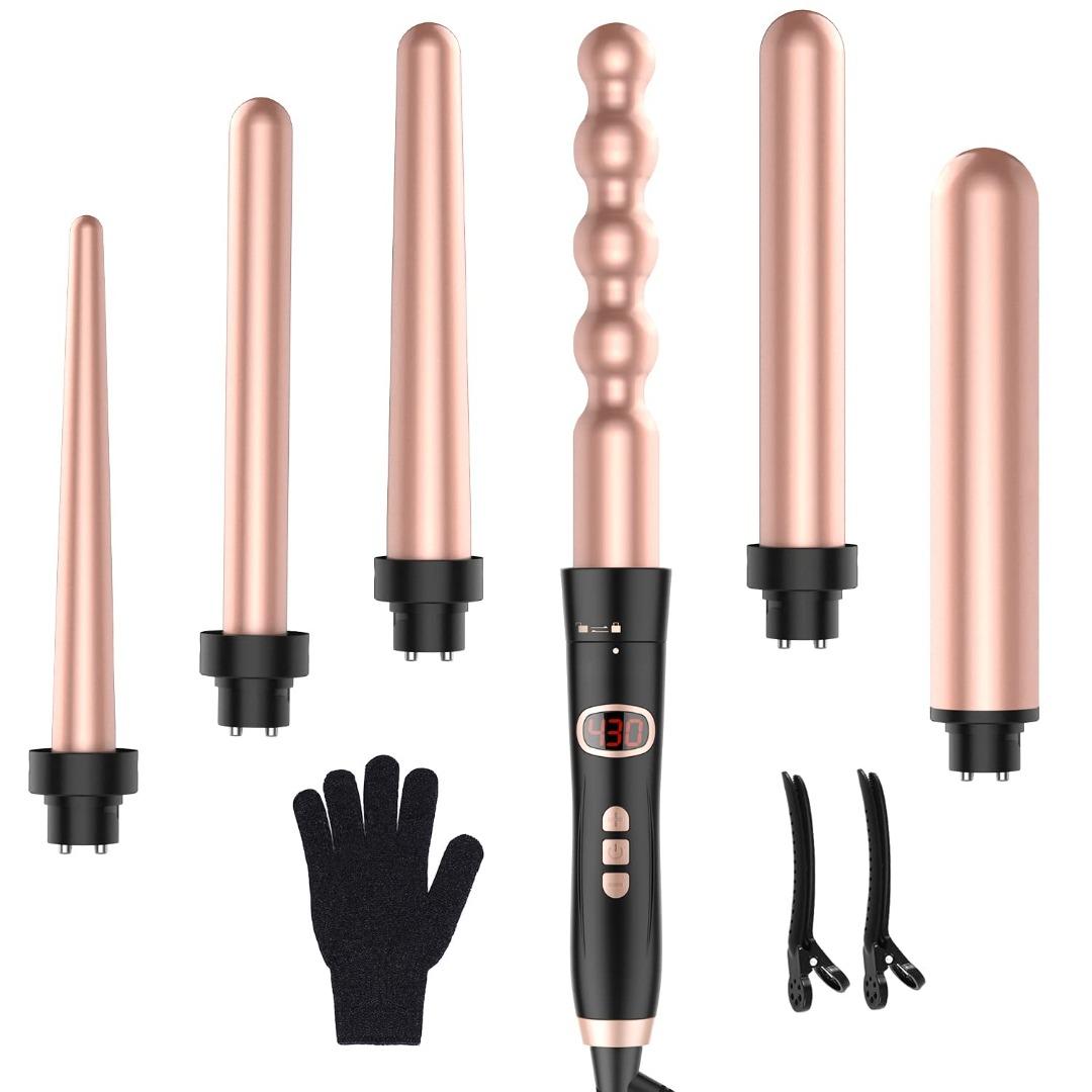 BESTOPE 6 in 1 Hair Curling Iron Set with 6 Heads Temperature