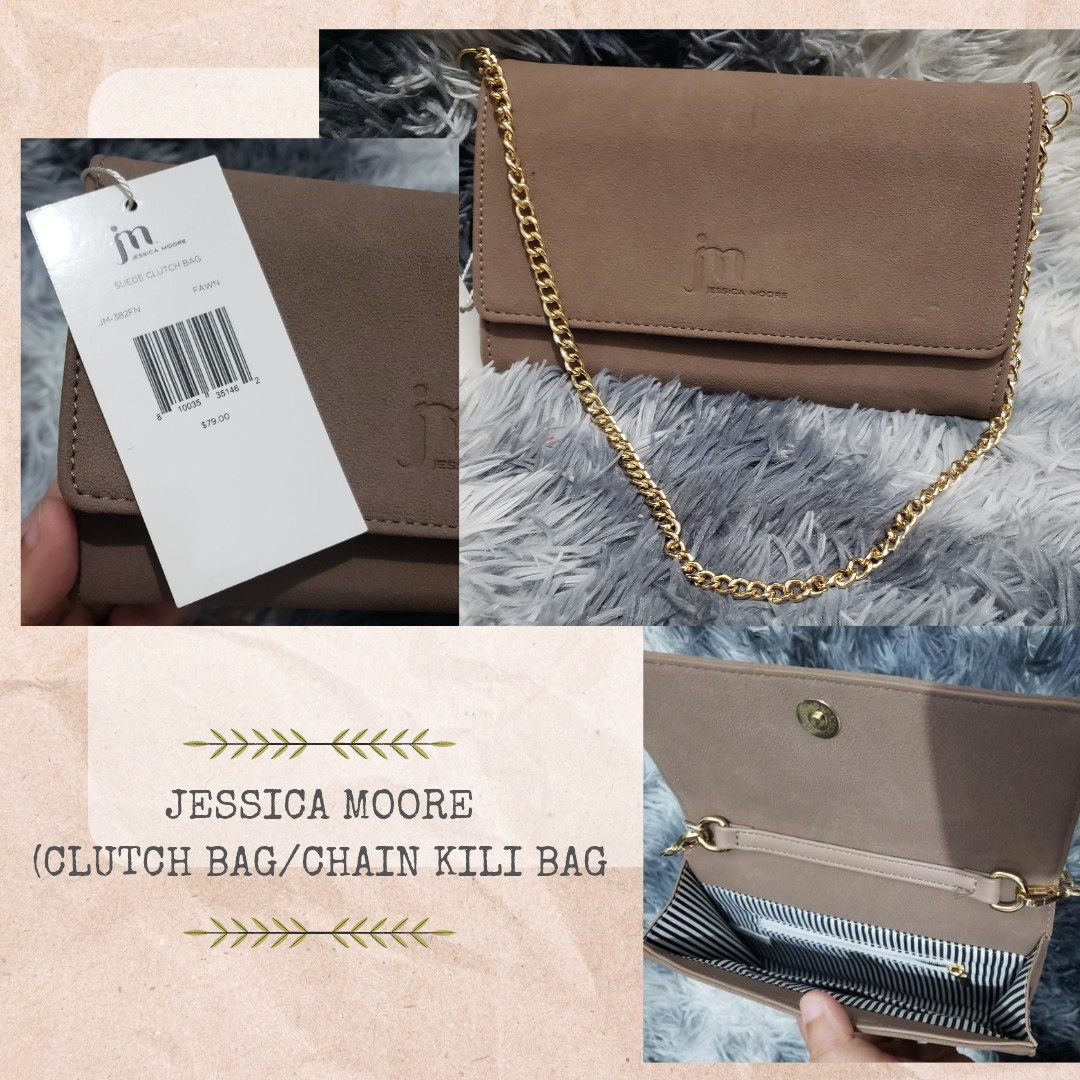 Jessica Moore Fawn Suade Clutch Bag