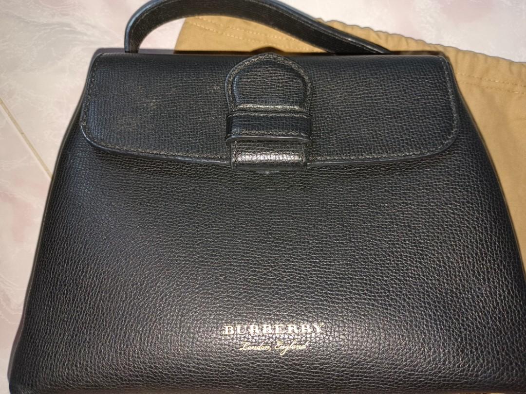 NWT Burberry House Check Derby Leather Small Canterbury Tote Handbag 👜  BLACK