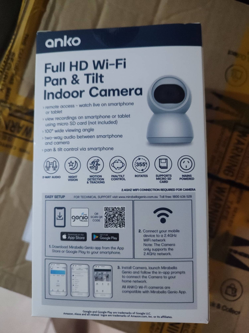 Indoor Camera Anko Home Security Camera IP Cam Full HD 1080p Wi Fi Pan