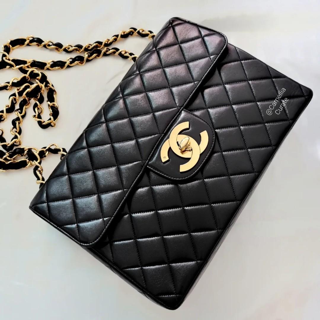CHANEL Classic Black Lambskin Leather 24K Gold Mini Square Bag Pearl Bead  Strap