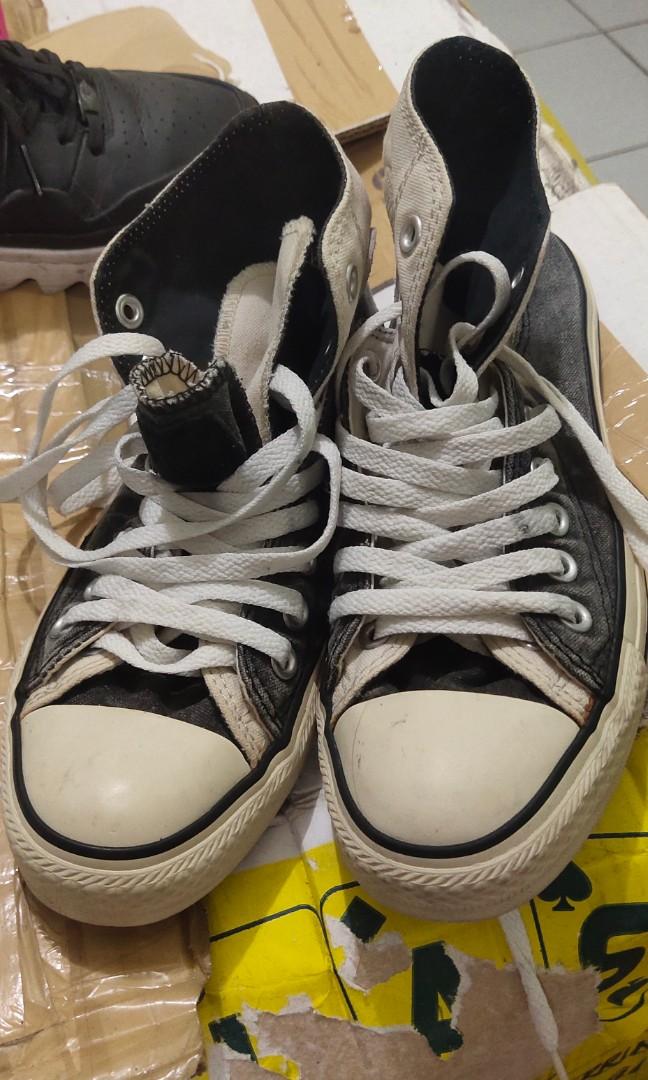 Converse washed denim best sale high tops