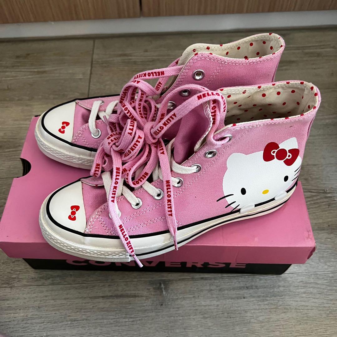 Pink hello shop kitty converse