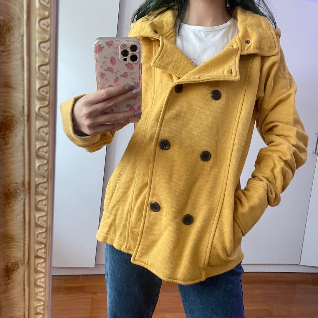 Coraline Double Breasted Jacket (Yellow), Women's Fashion, Coats ...