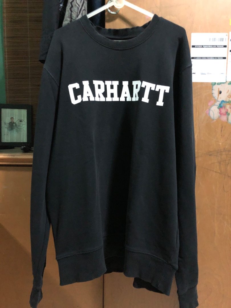 Crewneck Carhartt, Fesyen Pria, Pakaian , Baju Luaran di Carousell