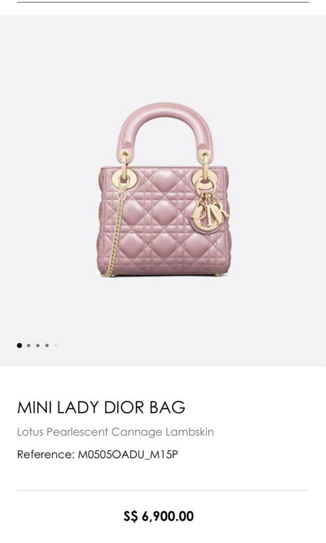 Small Lady Dior Bag Melocoton Pink Pearlescent Cannage Lambskin