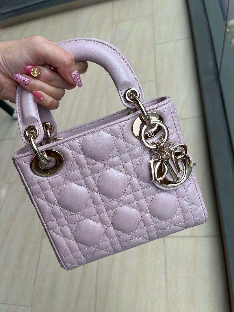Mini Lady Dior Bag Lotus Pearlescent Cannage Lambskin
