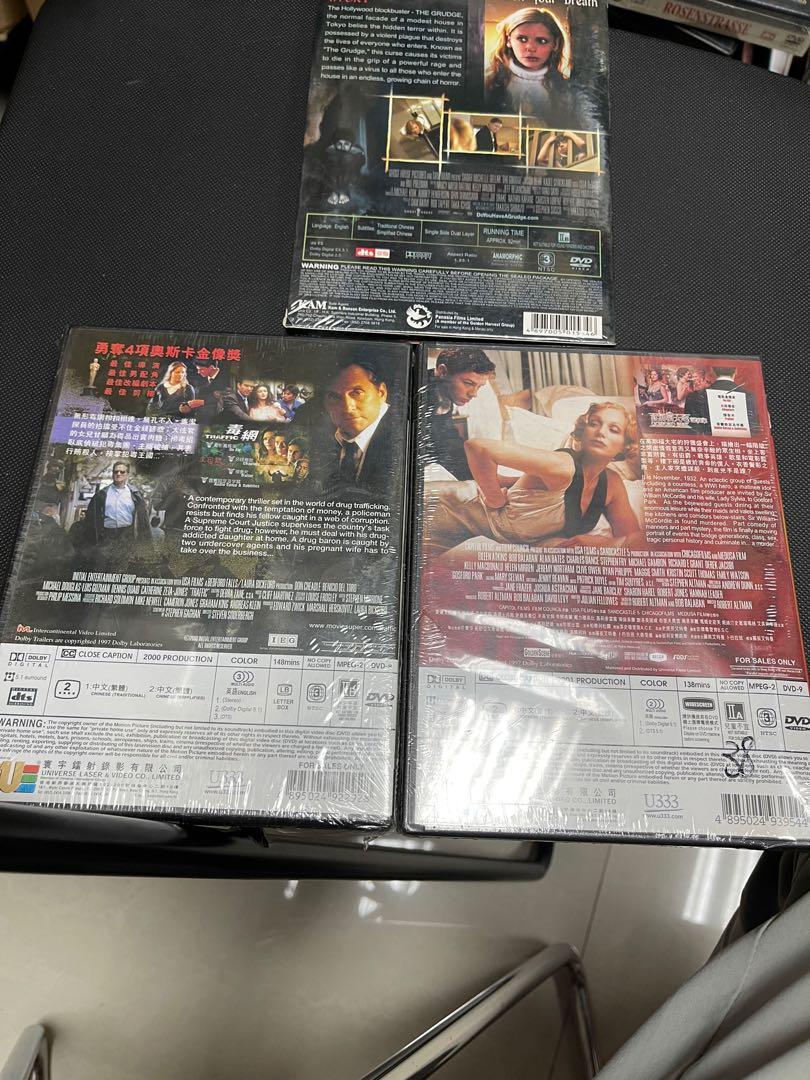 三套全新未開封英文電影DVD 三區 英文發聲,中英文字幕: 不死咒怨 the grudge + 毒網 traffic + 高斯福大宅謀殺案  Gosford Park