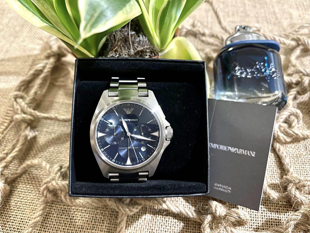 Mens armani watch silver sale