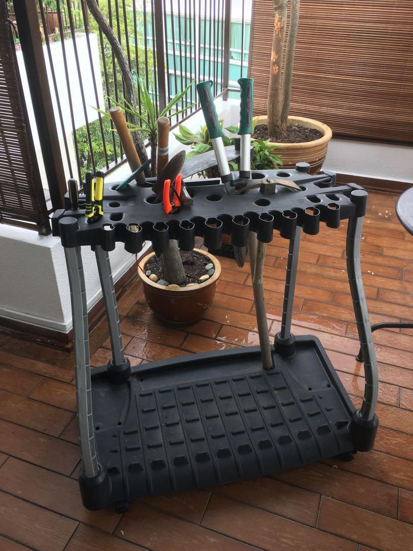Stalwart rolling garden tool storage rack tower discount