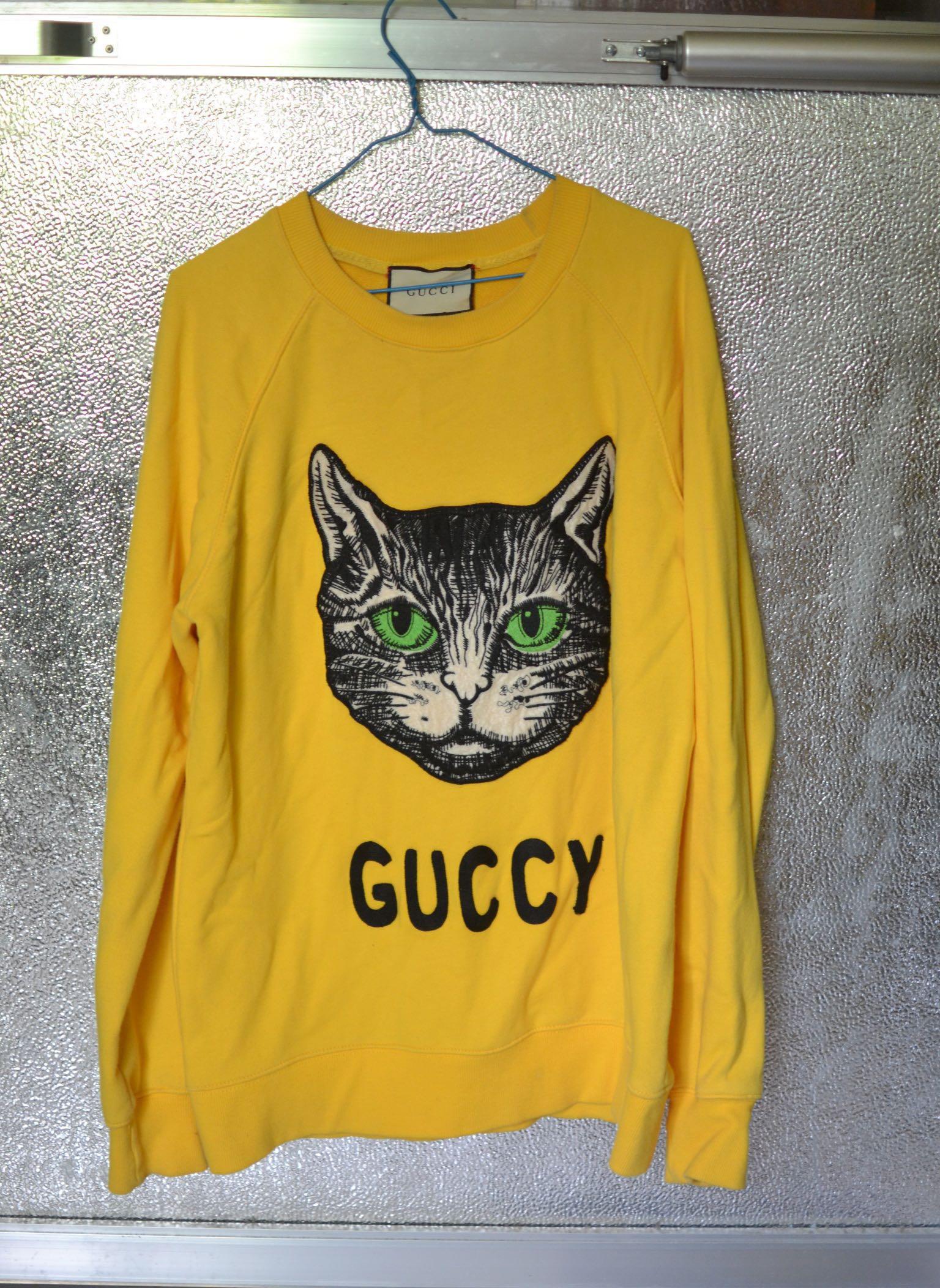 Gucci yellow cheap cat sweater