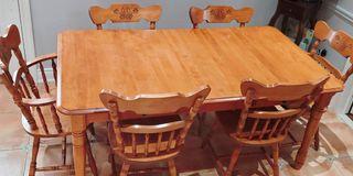 Hard Rock Maple Adjustable Dining Table Set (6 chairs)