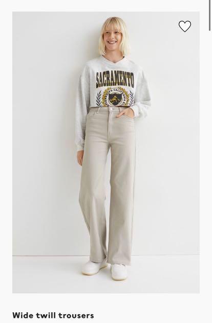 H&m wide sales twill trousers