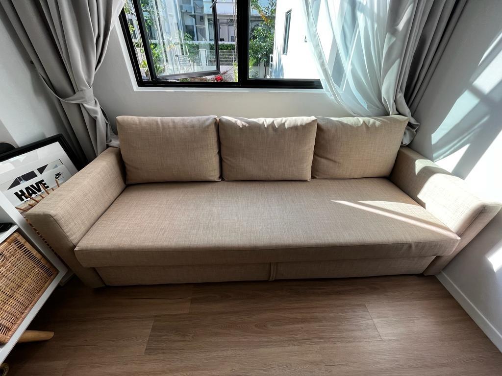 FRIHETEN Sleeper sofa, Hyllie beige - IKEA