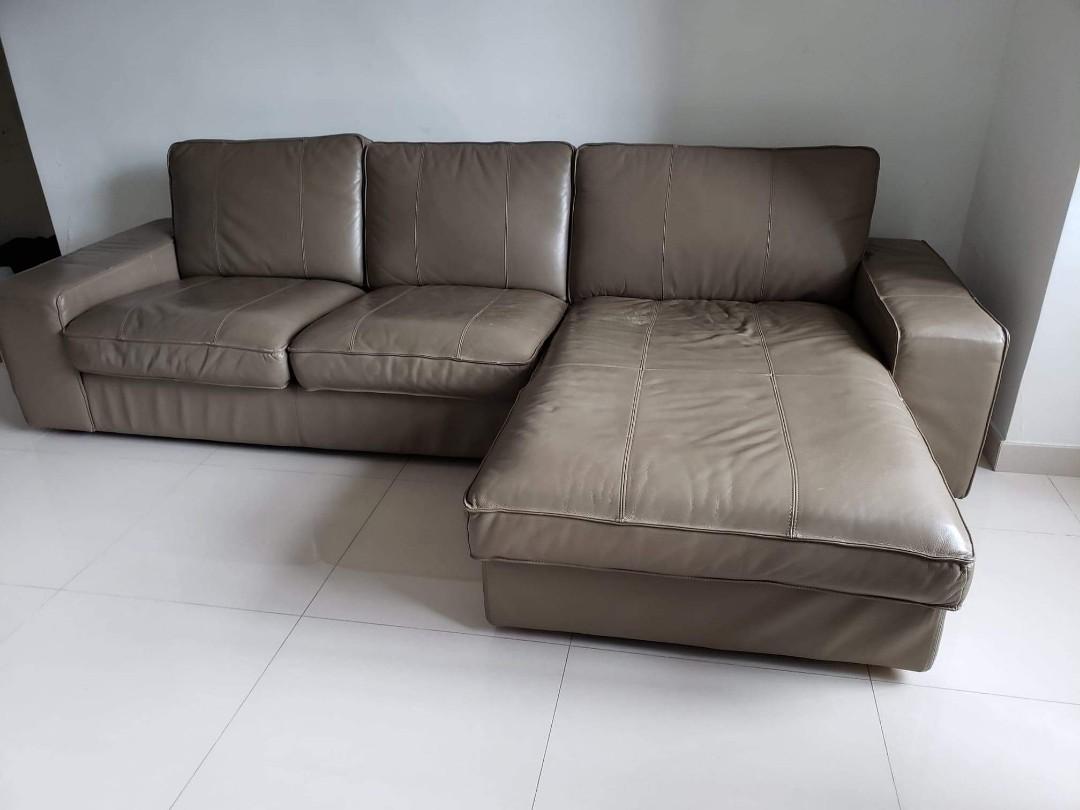 IKEA LShaped Leather Sofa, 傢俬＆家居, 傢俬, 梳化 Carousell