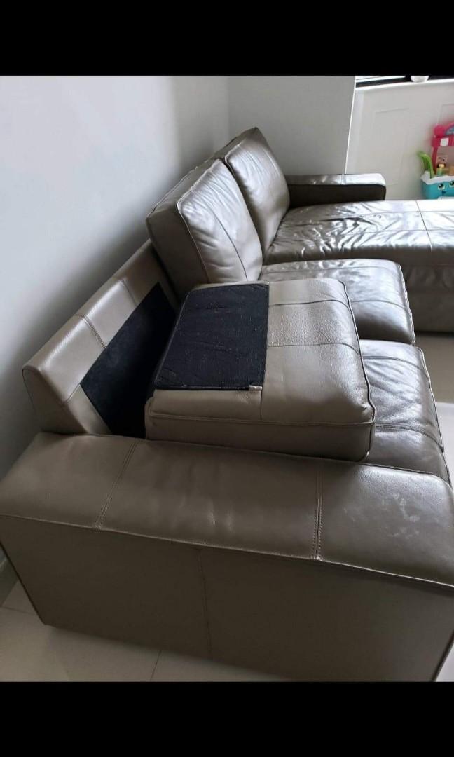 IKEA LShaped Leather Sofa, 傢俬＆家居, 傢俬, 梳化 Carousell