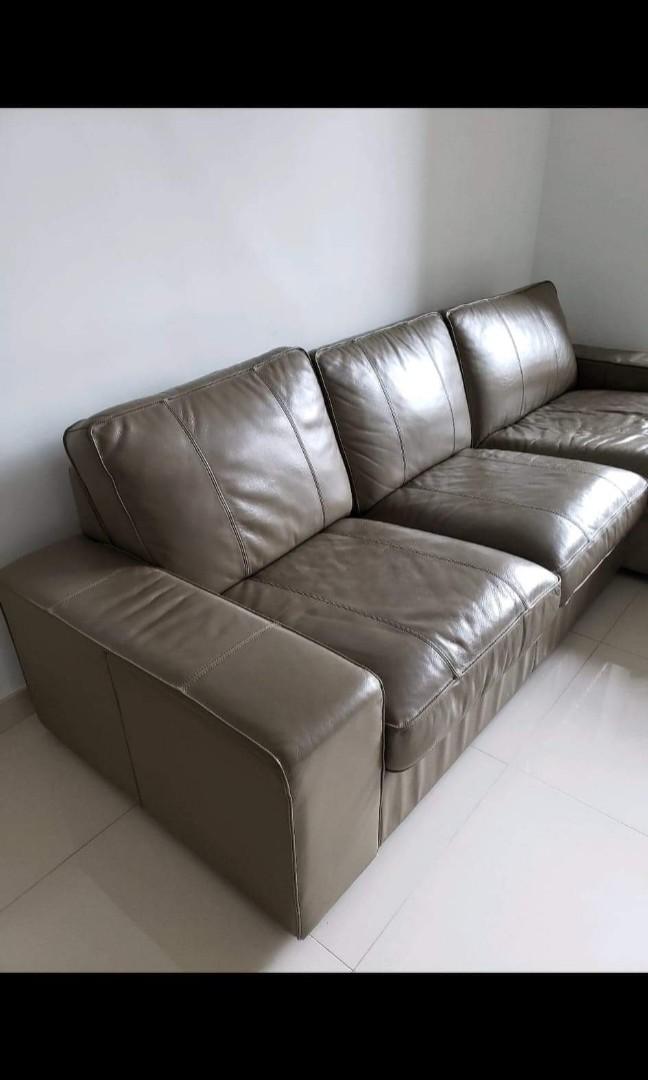 IKEA LShaped Leather Sofa, 傢俬＆家居, 傢俬, 梳化 Carousell