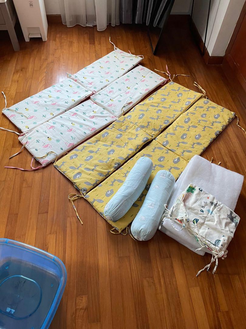 IKEA Sundvik baby cot with mattress + cushions + bolsters + cot lining