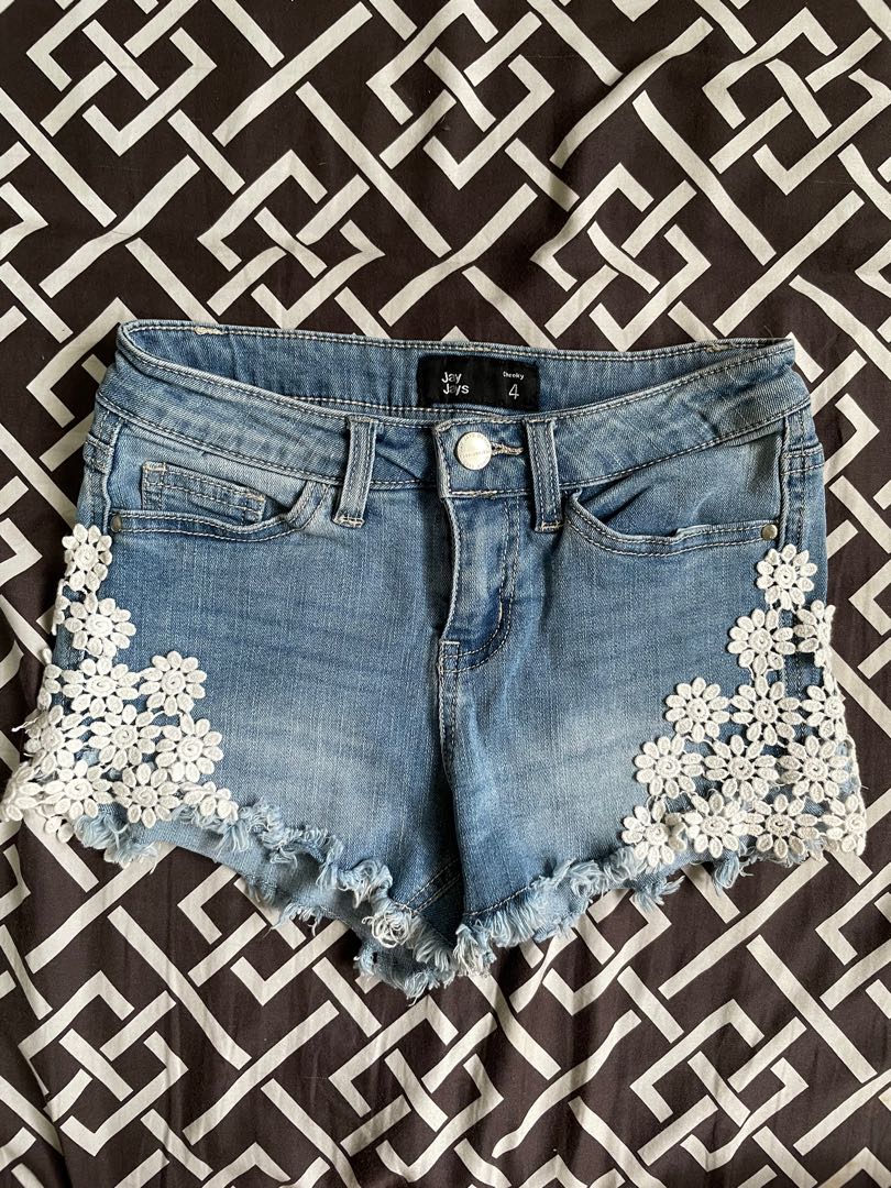 Jay Jays denim cheeky shorts with lace, Women's Fashion, Bottoms