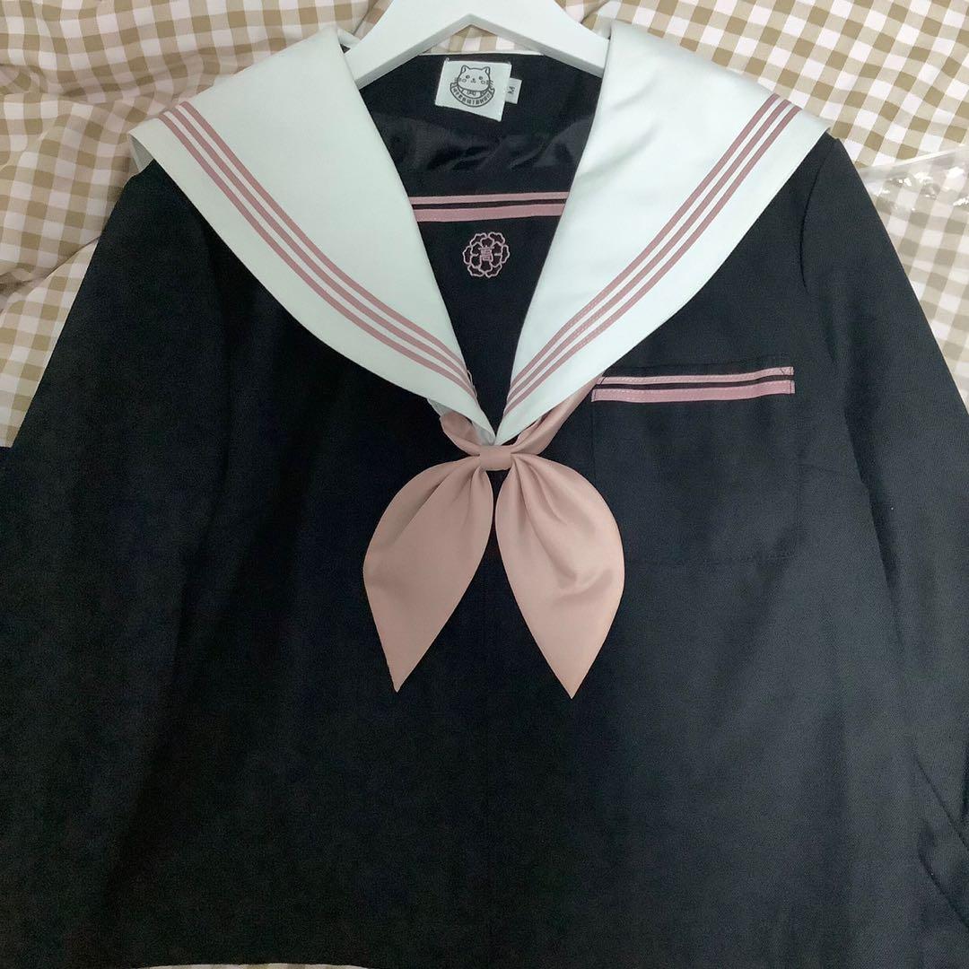 椿花女高 中间服冬服黑粉水手服jk制服 女裝 上衣 其他上衣 Carousell