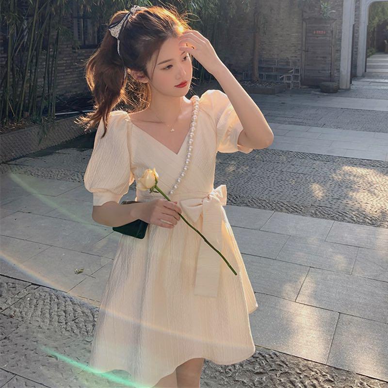 Mini Dress Korean Fashion Bodycon Outfits Chic Women Retro Puff Sleeve  Fairy Party Dress Style – TD Mercado
