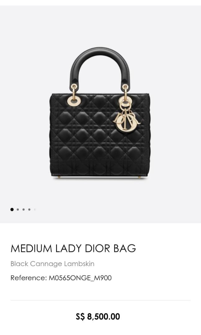 Medium lady dior hot sale bag black cannage lambskin