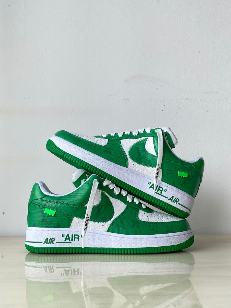 Louis Vuitton Nike Air Force 1 Green, Men's Fashion, Footwear