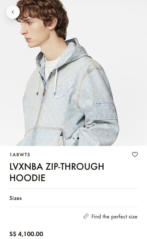 Louis Vuitton x NBA Blue Monogram Denim Hooded Jacket XL