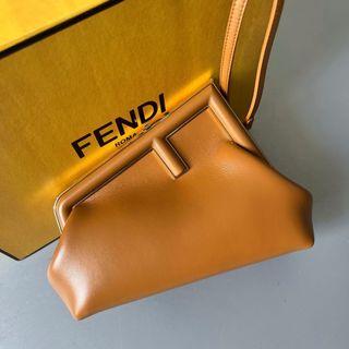 NBU ~ FENDI First Small Nappa in Tan GHW (24x12cm). Strap, dustbag, card, box, ori receipt Plaza Indo 2022.
