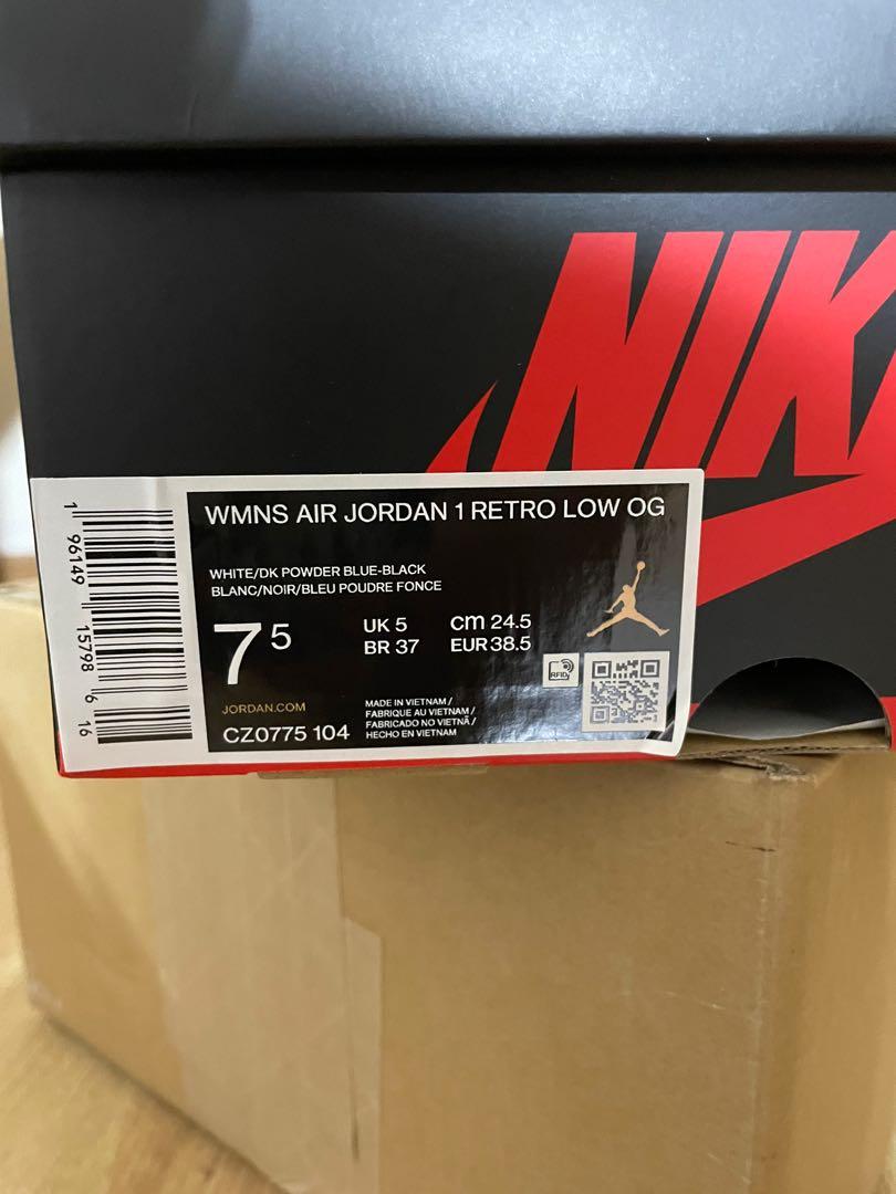Nike Air Jordan 1 Low OG woman size 7.5, Women's Fashion ...