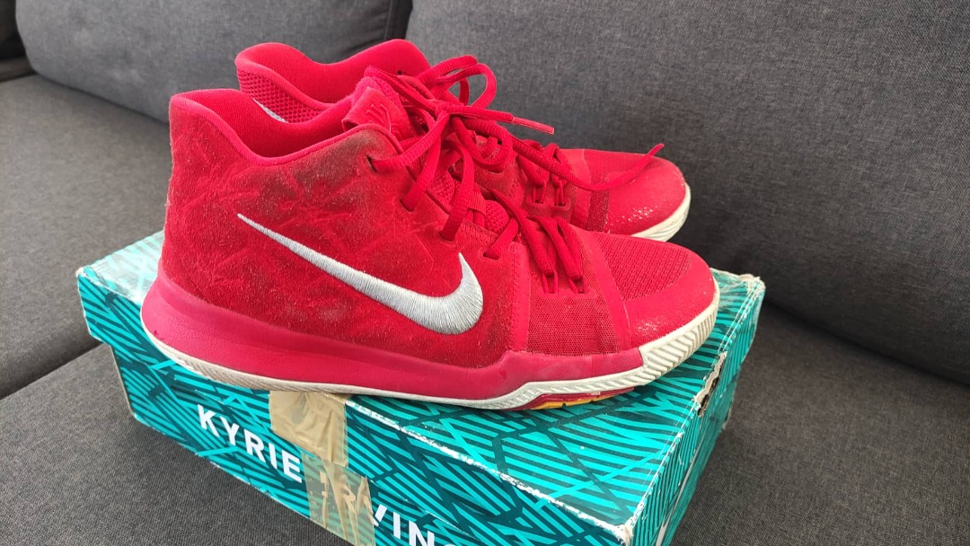 Nike Kyrie 3 University Red Suede Men Women Sneakers Shoes Preloved Use  Good Condition 6.5 Size, Men'S Fashion, Footwear, Sneakers On Carousell