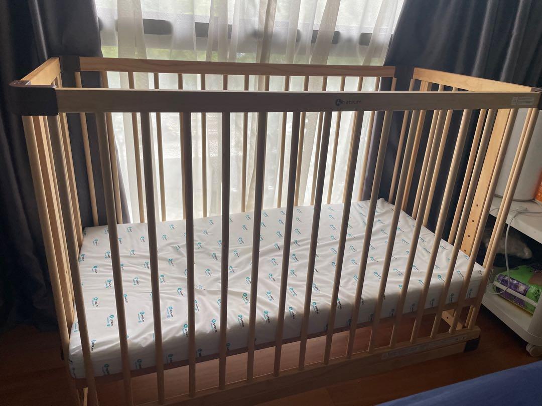 (No scratches at all) Beblum Lavo 5 Baby Cot with Oeko Tex mattress