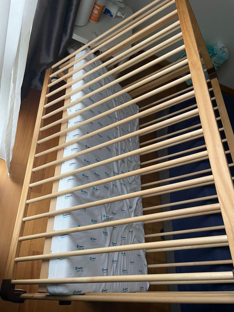 (No scratches at all) Beblum Lavo 5 Baby Cot with Oeko Tex mattress
