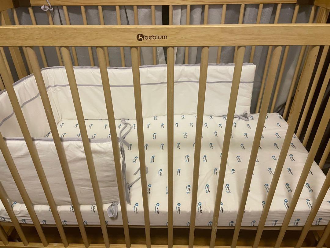 (No scratches at all) Beblum Lavo 5 Baby Cot with Oeko Tex mattress