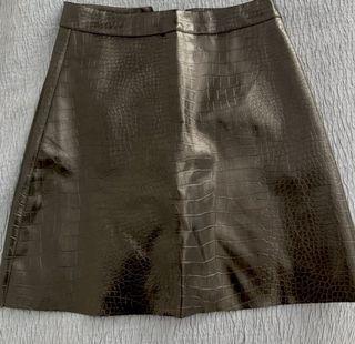 Oak and Fort Black Snakeskin Mini Skirt