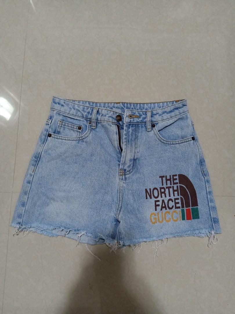 Original gucci x the north face denim high waisted shorts for
