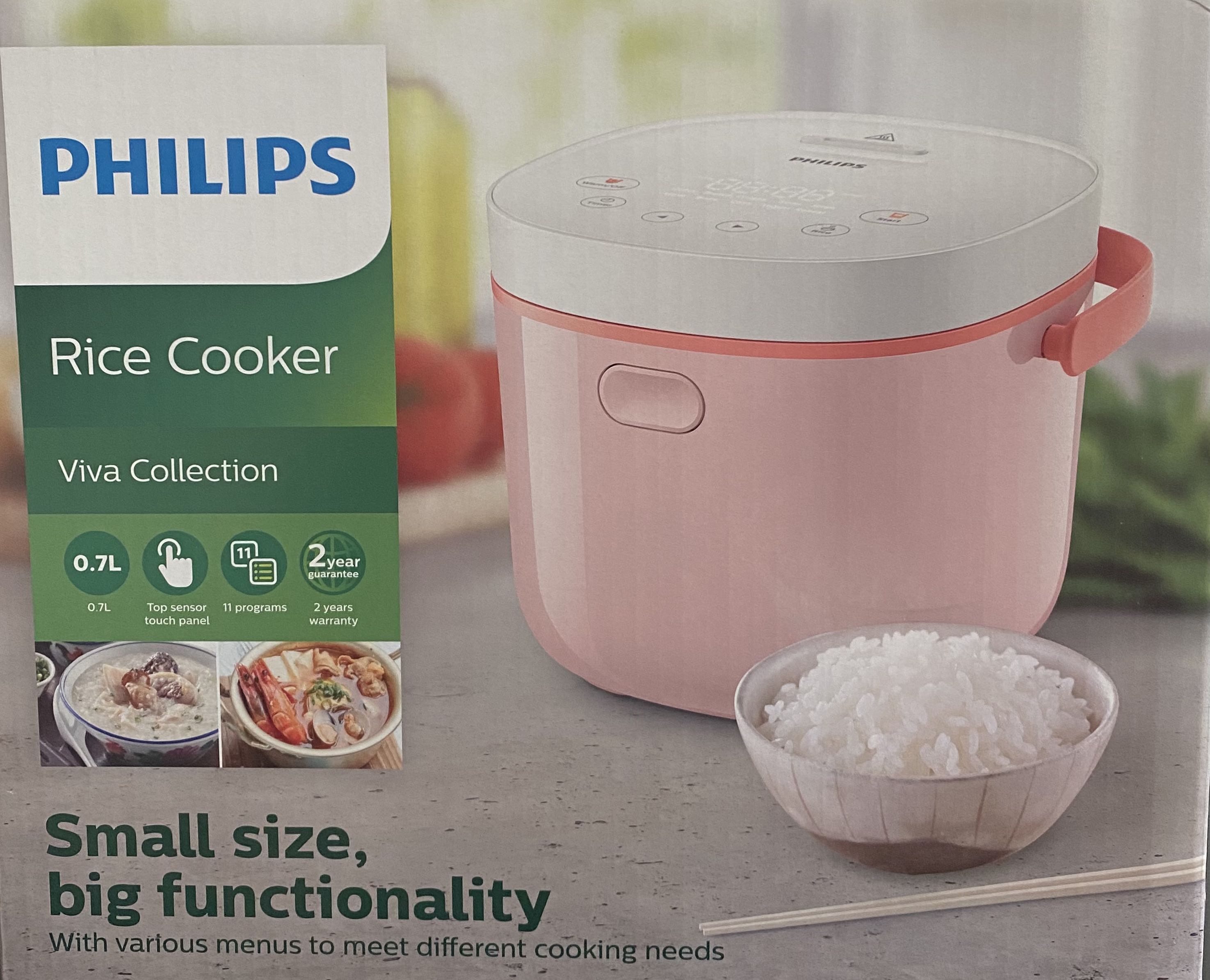 Philips 0.7L Viva Collection MINI Pink Rice Cooker, TV & Home