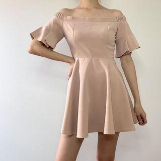 Pink off shoulder dress party dress