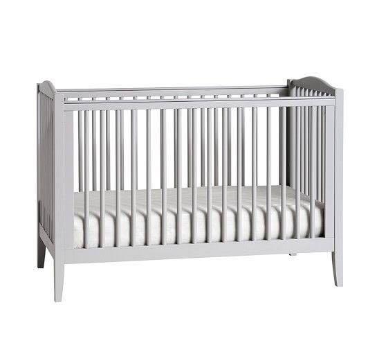 Pottery Barn gray wooden crib and mattress Babies Kids Baby