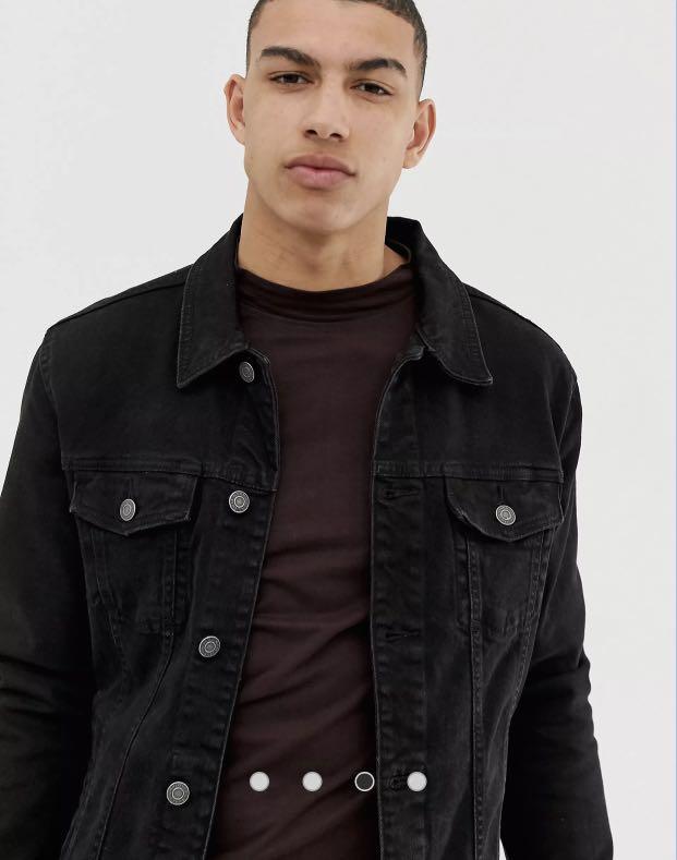 Pull Bear Denim Jacket in Black