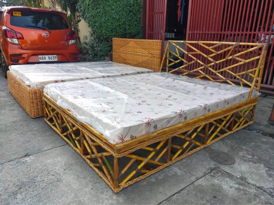 Rattan aztec bed and Full weave bed, Furniture & Home Living, Furniture ...