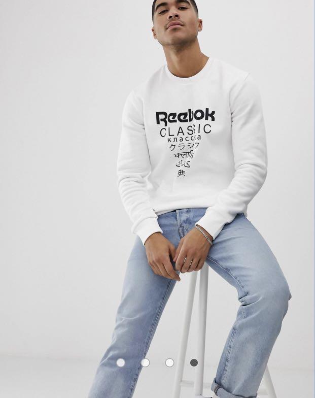 Reebok Classics Unisex Fleece Sweatshirt in White Men s Fashion