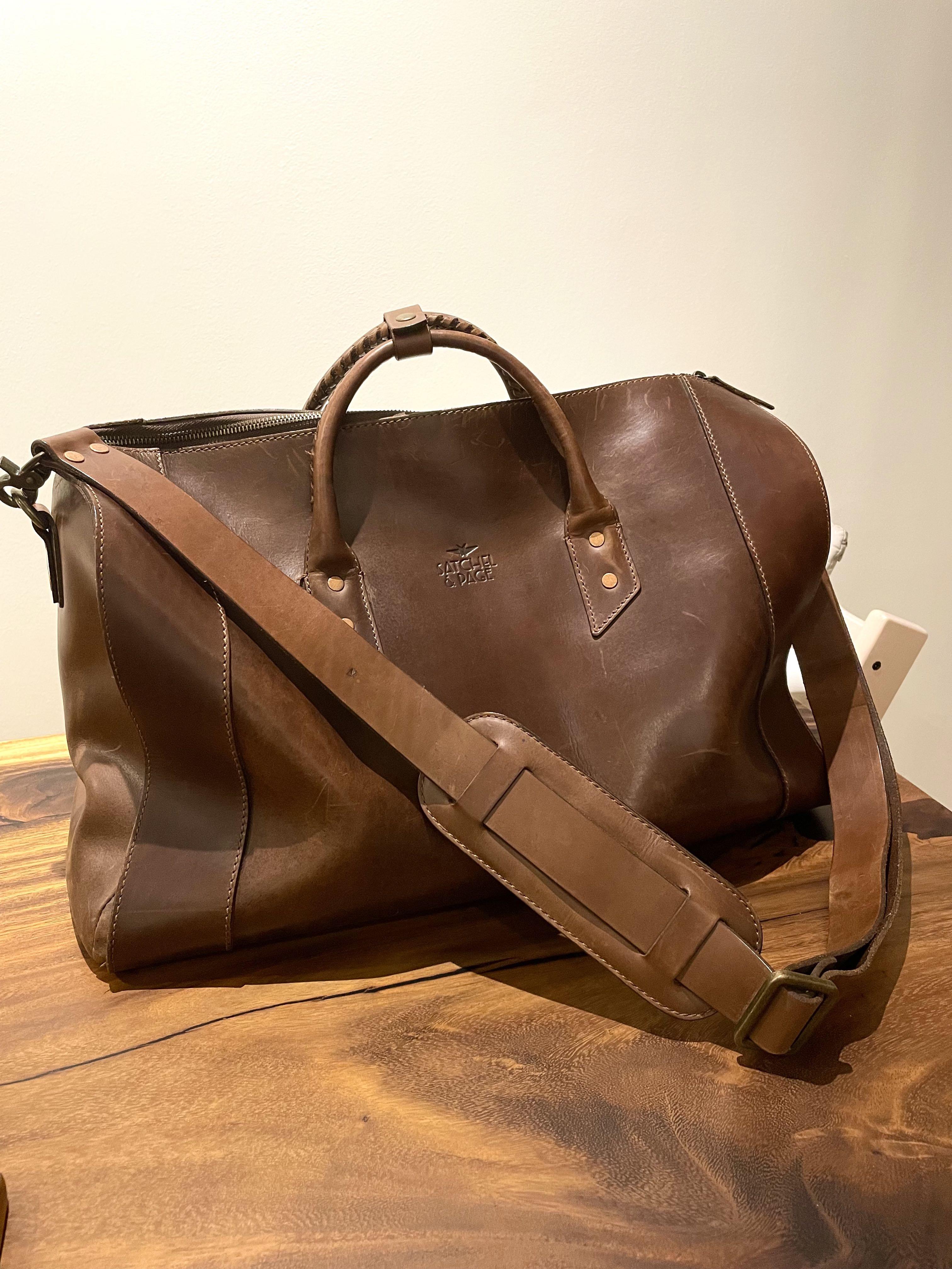 Satchel Page Leather Duffle Weekender Bag Luxury Bags