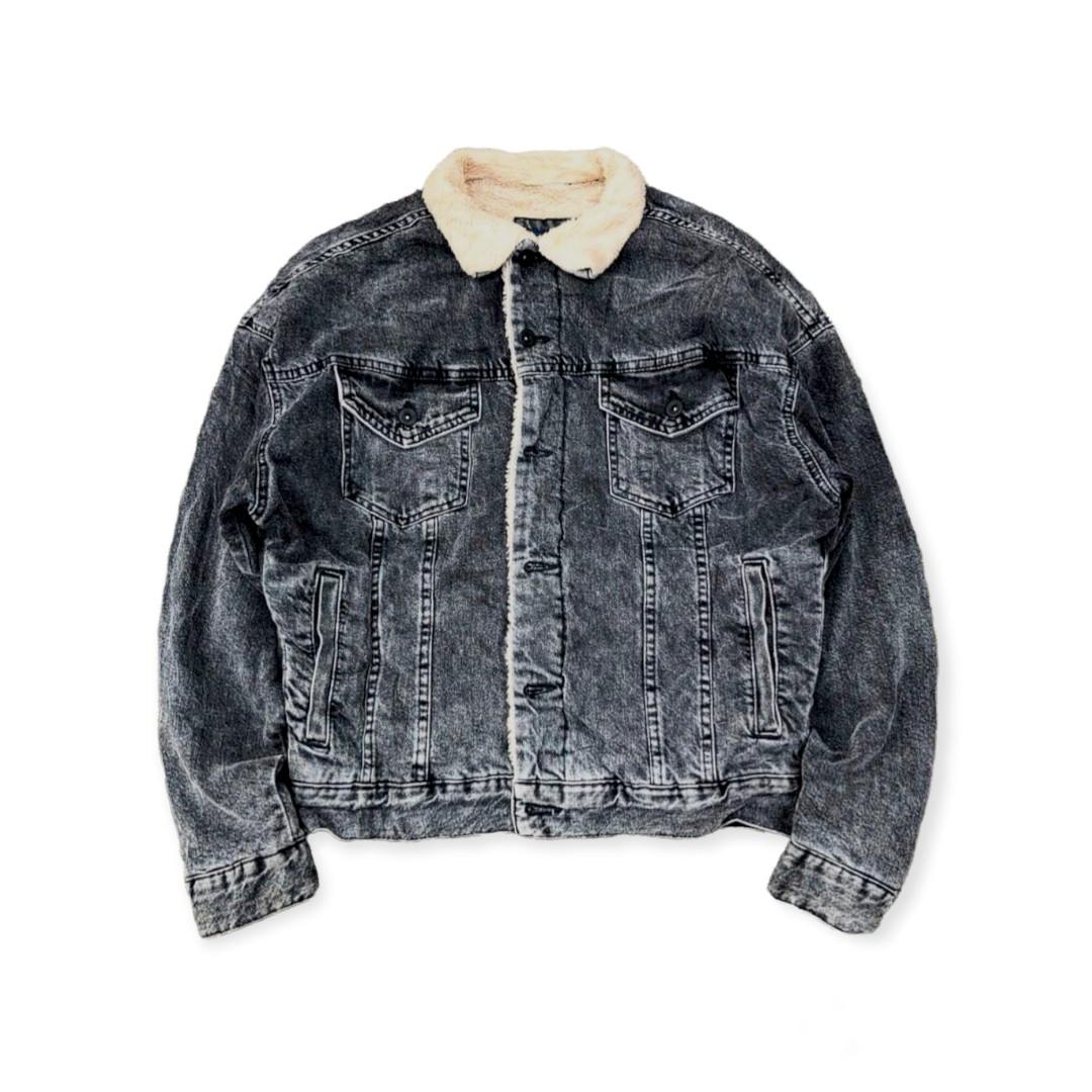 Sherpa denim jacket by ZARA, Fesyen 