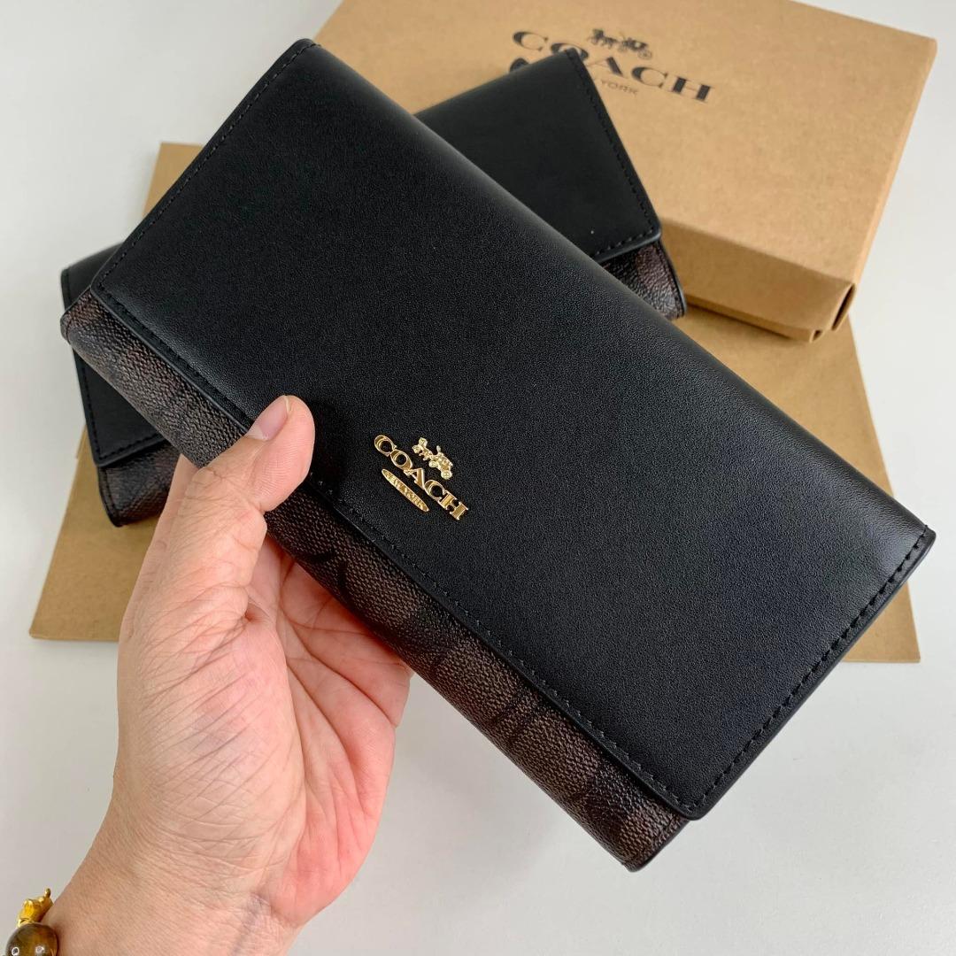Coach slim trifold wallet top